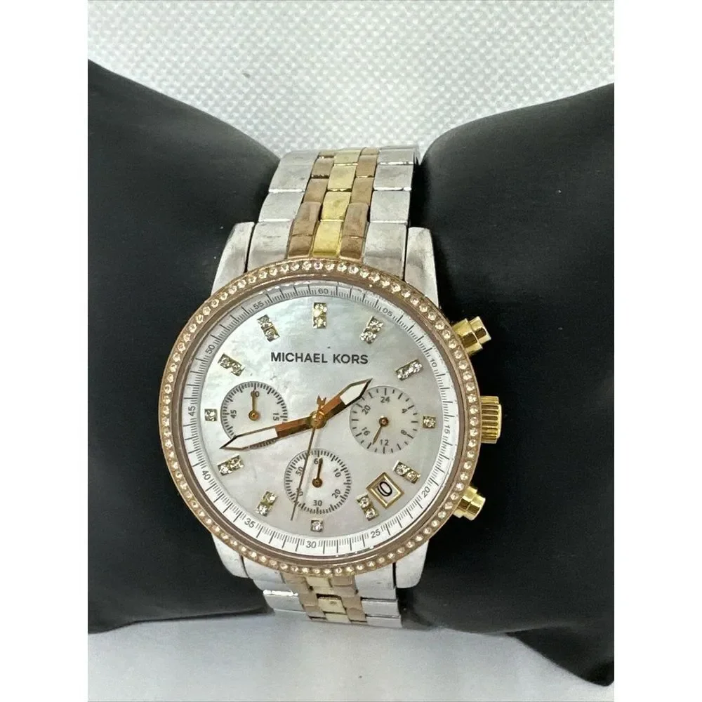 Michael Kors Ritz MK5650 Women Tri-Tone Stainless Steel Analog Dial Watch NUL56